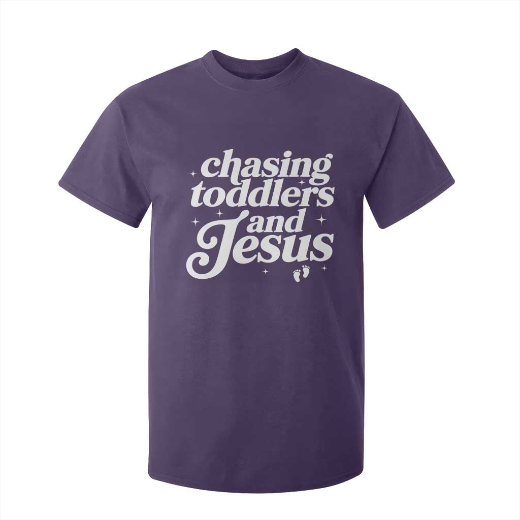 Christian Mom T Shirt For Kid Chasing Jesus And Toddlers TS10 Purple Print Your Wear