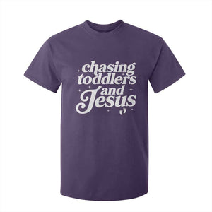 Christian Mom T Shirt For Kid Chasing Jesus And Toddlers TS10 Purple Print Your Wear