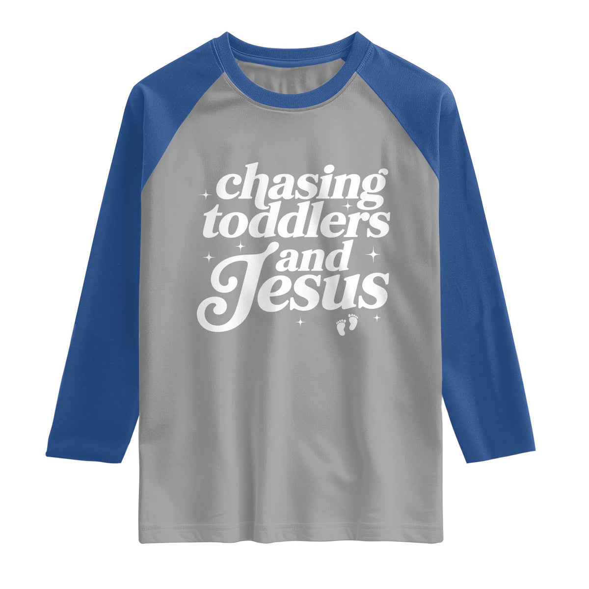 Christian Mom Raglan Shirt Chasing Jesus And Toddlers TS10 Sport Gray Royal Print Your Wear