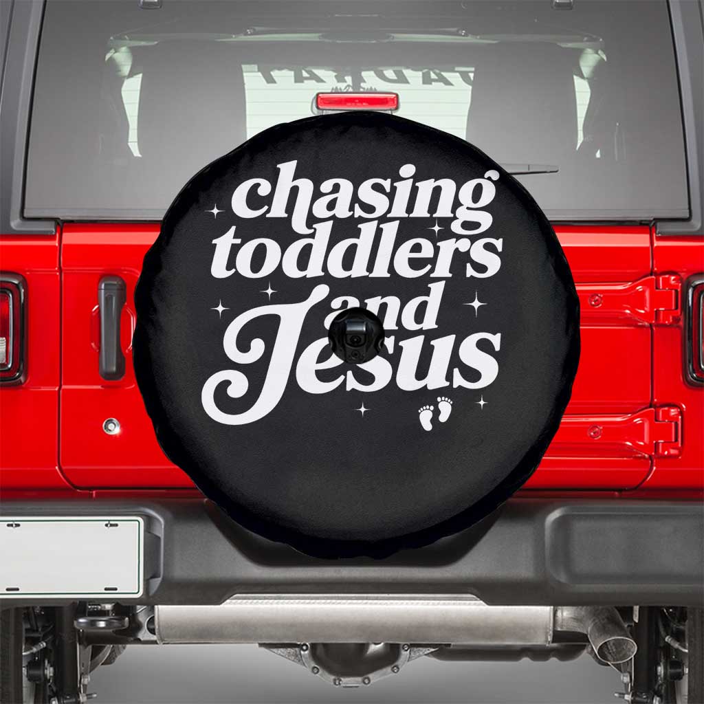 Christian Mom Spare Tire Cover Chasing Jesus And Toddlers TS10 Black Print Your Wear