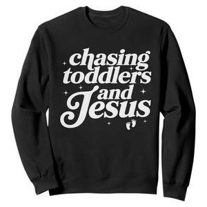 Christian Mom Sweatshirt Chasing Jesus And Toddlers TS10 Black Print Your Wear