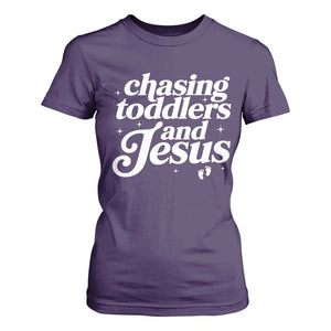 Christian Mom T Shirt For Women Chasing Jesus And Toddlers TS10 Purple Print Your Wear