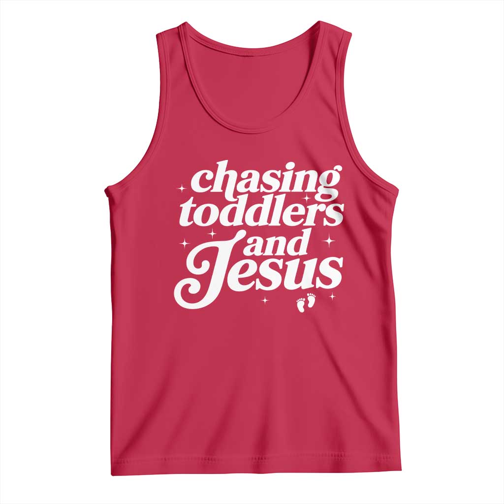 Christian Mom Tank Top Chasing Jesus And Toddlers TS10 Red Print Your Wear