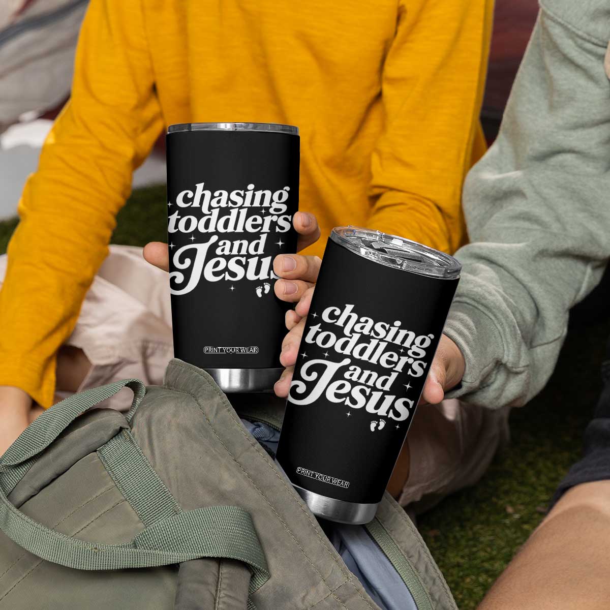 Christian Mom Tumbler Cup Chasing Jesus And Toddlers TS10 Print Your Wear