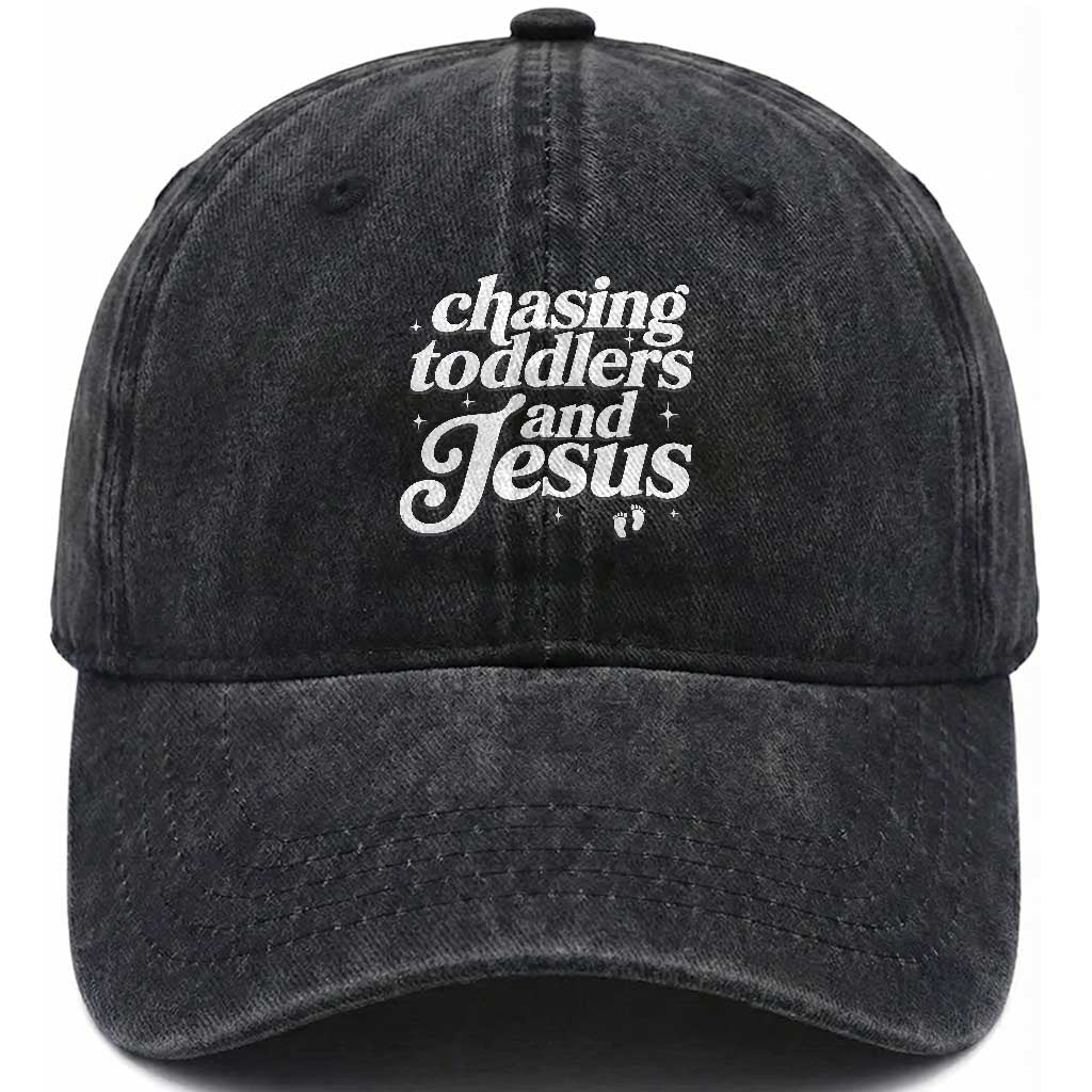 Christian Mom Washed Cotton Baseball Cap Chasing Jesus And Toddlers TS10 Print Your Wear