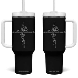 Motherhood Is Kingdom Work Tumbler With Handle Floral Cross Christian Mama Mothers Day TS10 One Size: 40 oz Black Print Your Wear