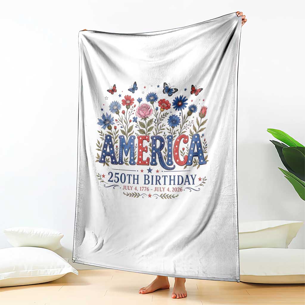 Floral 250th Anniversary Throw Blanket Wildflower Independence Day 250 Years Birthday 1776 2026 TS10 Print Your Wear