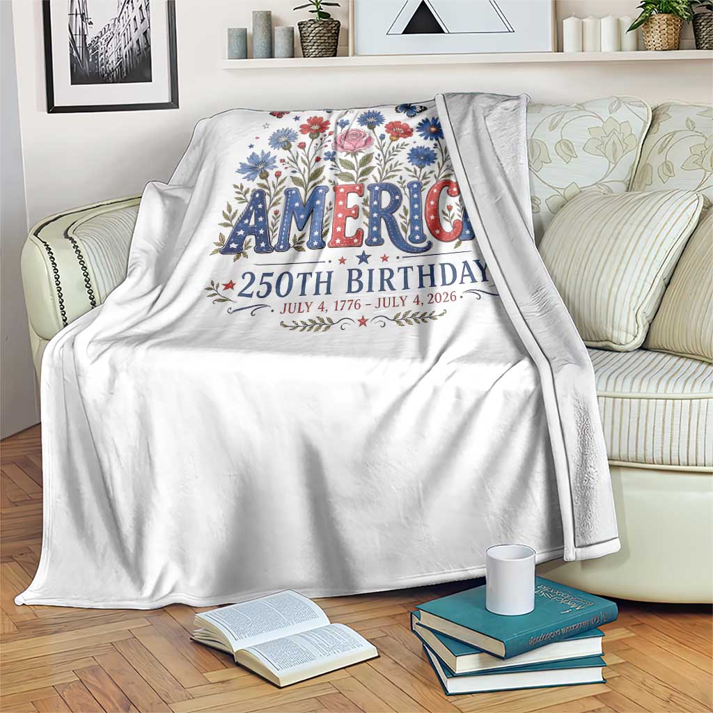 Floral 250th Anniversary Throw Blanket Wildflower Independence Day 250 Years Birthday 1776 2026 TS10 Print Your Wear