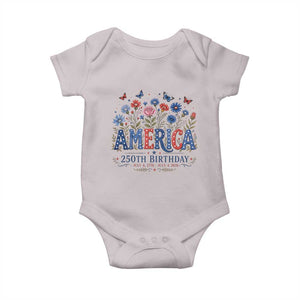 Floral 250th Anniversary Baby Onesie Wildflower Independence Day 250 Years Birthday 1776 2026 TS10 Ice Gray Print Your Wear