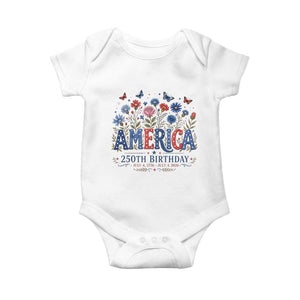 Floral 250th Anniversary Baby Onesie Wildflower Independence Day 250 Years Birthday 1776 2026 TS10 White Print Your Wear