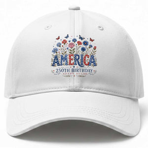 Floral 250th Anniversary Baseball Cap Wildflower Independence Day 250 Years Birthday 1776 2026 TS10 Print Your Wear