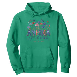 Floral 250th Anniversary Hoodie Wildflower Independence Day 250 Years Birthday 1776 2026 TS10 Irish Green Print Your Wear