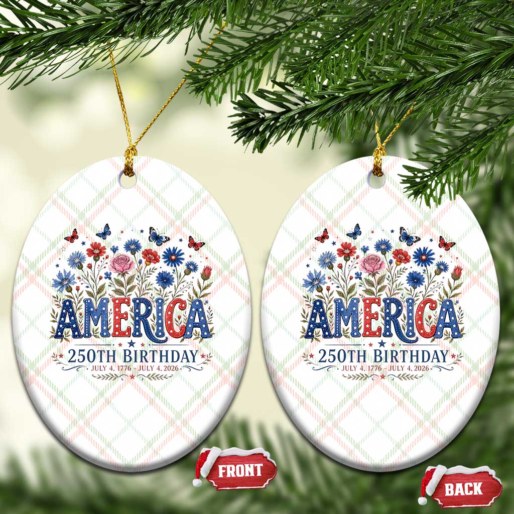 Floral 250th Anniversary Ceramic Ornament Wildflower Independence Day 250 Years Birthday 1776 2026 TS10 Print Your Wear
