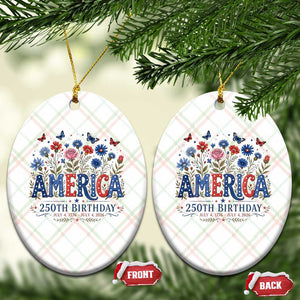 Floral 250th Anniversary Ceramic Ornament Wildflower Independence Day 250 Years Birthday 1776 2026 TS10 Print Your Wear