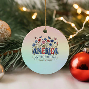 Floral 250th Anniversary Ceramic Ornament Wildflower Independence Day 250 Years Birthday 1776 2026 TS10 1pc Pastel Print Your Wear