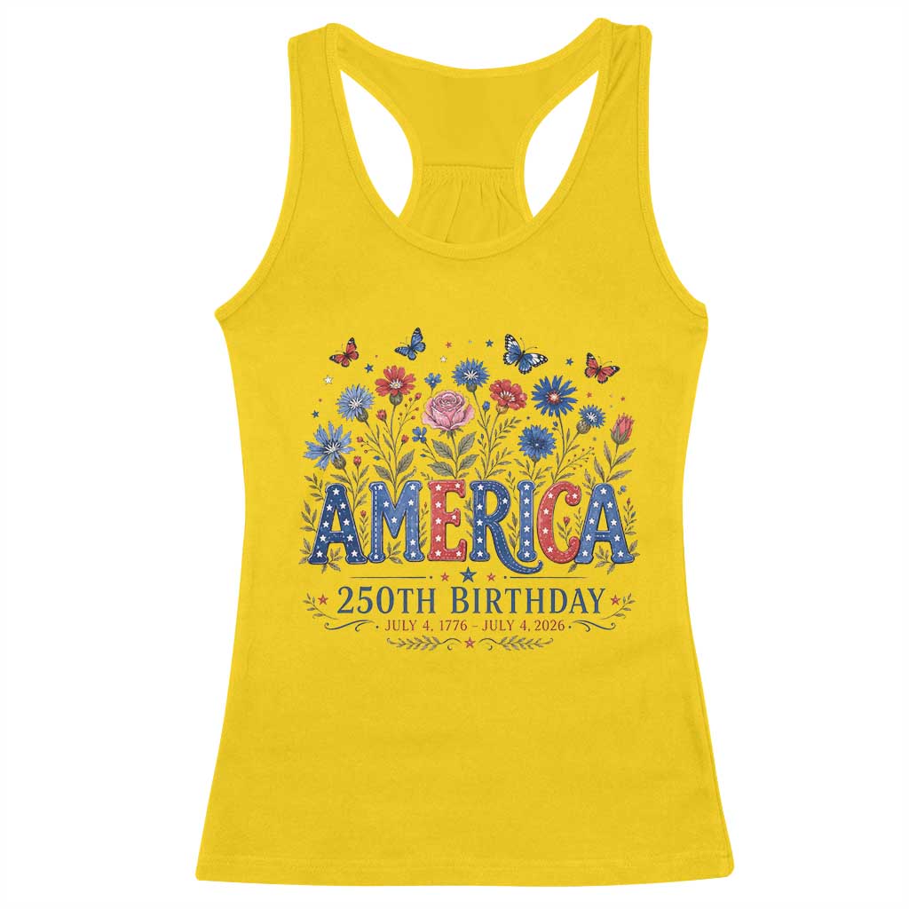 Floral 250th Anniversary Racerback Tank Top Wildflower Independence Day 250 Years Birthday 1776 2026 TS10 Daisy Print Your Wear
