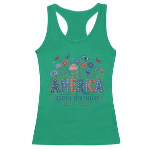 Floral 250th Anniversary Racerback Tank Top Wildflower Independence Day 250 Years Birthday 1776 2026 TS10 Irish Green Print Your Wear