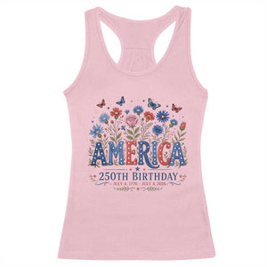 Floral 250th Anniversary Racerback Tank Top Wildflower Independence Day 250 Years Birthday 1776 2026 TS10 Light Pink Print Your Wear