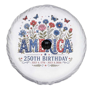 Floral 250th Anniversary Spare Tire Cover Wildflower Independence Day 250 Years Birthday 1776 2026 TS10 Print Your Wear