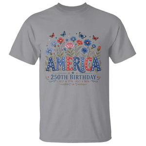 Floral 250th Anniversary T Shirt Wildflower Independence Day 250 Years Birthday 1776 2026 TS10 Sport Gray Print Your Wear