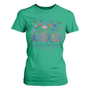Floral 250th Anniversary T Shirt For Women Wildflower Independence Day 250 Years Birthday 1776 2026 TS10 Irish Green Print Your Wear