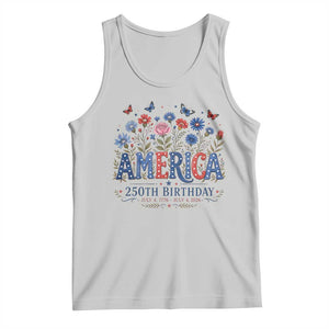 Floral 250th Anniversary Tank Top Wildflower Independence Day 250 Years Birthday 1776 2026 TS10 Ash Print Your Wear