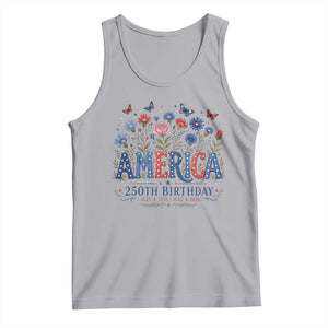 Floral 250th Anniversary Tank Top Wildflower Independence Day 250 Years Birthday 1776 2026 TS10 Athletic Heather Print Your Wear