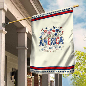 Floral 250th Anniversary Patriotic Garden Flag Wildflower Independence Day 250 Years Birthday 1776 2026 TS10 Modern Beige Red Print Your Wear
