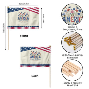Floral 250th Anniversary Patriotic Handheld Flag Wildflower Independence Day 250 Years Birthday 1776 2026 TS10 Print Your Wear