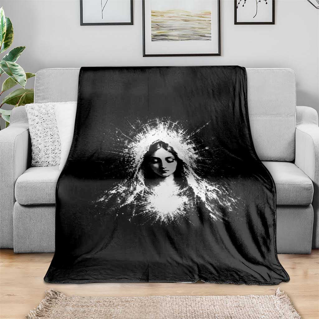 Catholic Virgin Mary Throw Blanket Vintage Marian Face Christian Our Lady TS10 Print Your Wear