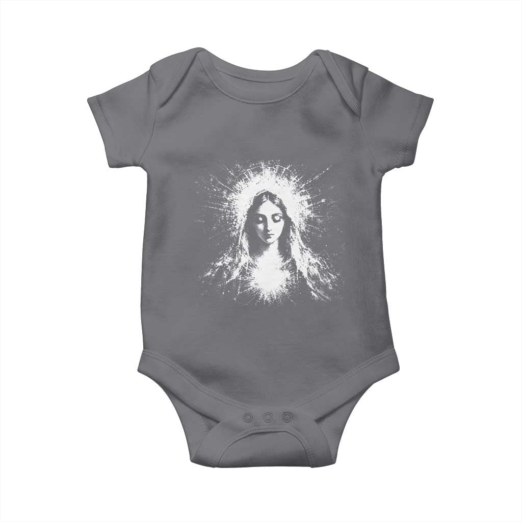 Catholic Virgin Mary Baby Onesie Vintage Marian Face Christian Our Lady TS10 Charcoal Print Your Wear
