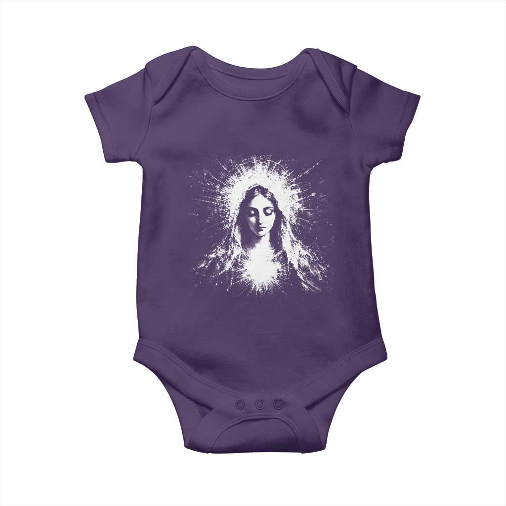 Catholic Virgin Mary Baby Onesie Vintage Marian Face Christian Our Lady TS10 Purple Print Your Wear
