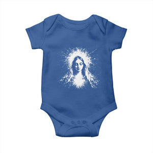Catholic Virgin Mary Baby Onesie Vintage Marian Face Christian Our Lady TS10 Royal Blue Print Your Wear