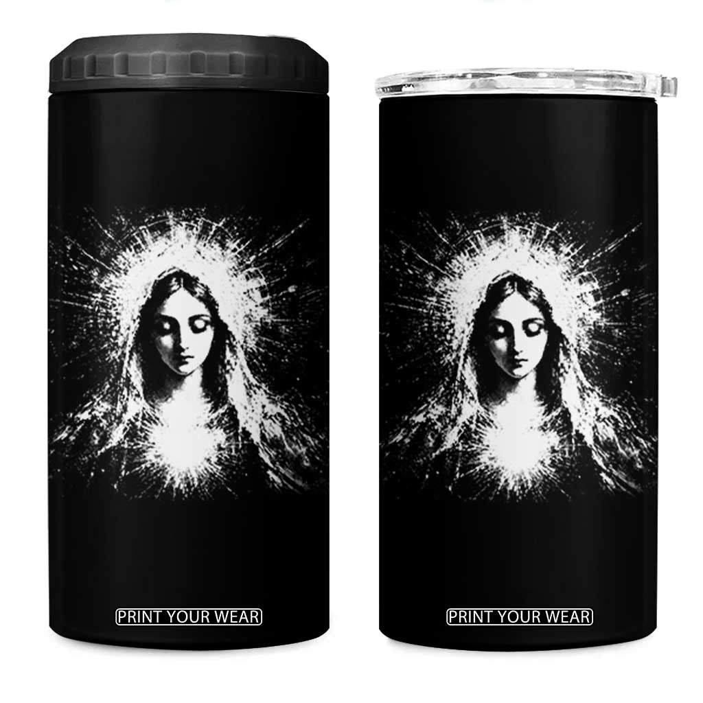 Catholic Virgin Mary 4 in 1 Can Cooler Tumbler Vintage Marian Face Christian Our Lady TS10 One Size: 16 oz Black Print Your Wear