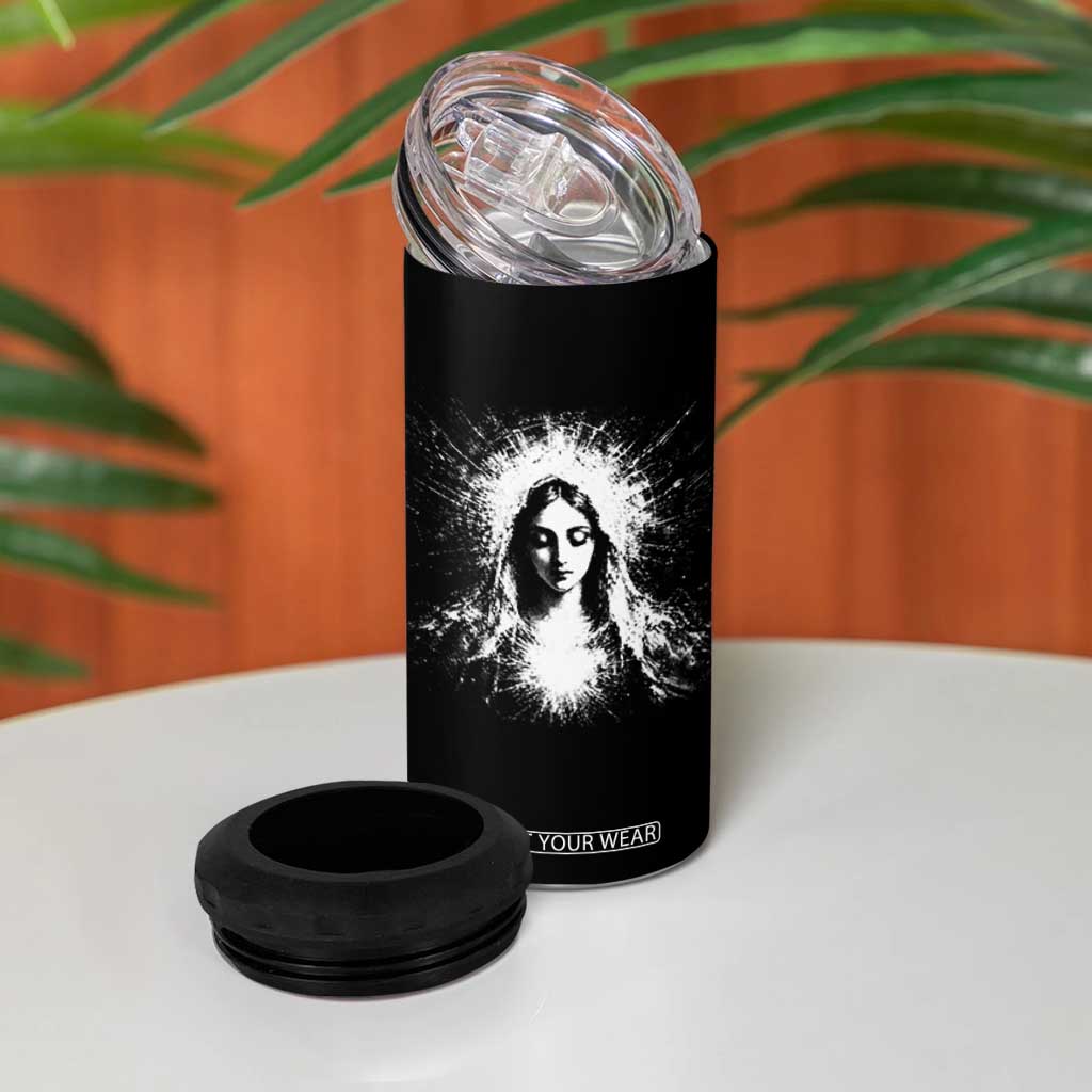Catholic Virgin Mary 4 in 1 Can Cooler Tumbler Vintage Marian Face Christian Our Lady TS10 Print Your Wear