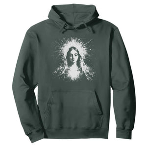Catholic Virgin Mary Hoodie Vintage Marian Face Christian Our Lady TS10 Dark Forest Green Print Your Wear