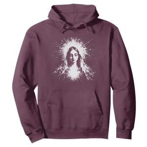 Catholic Virgin Mary Hoodie Vintage Marian Face Christian Our Lady TS10 Maroon Print Your Wear