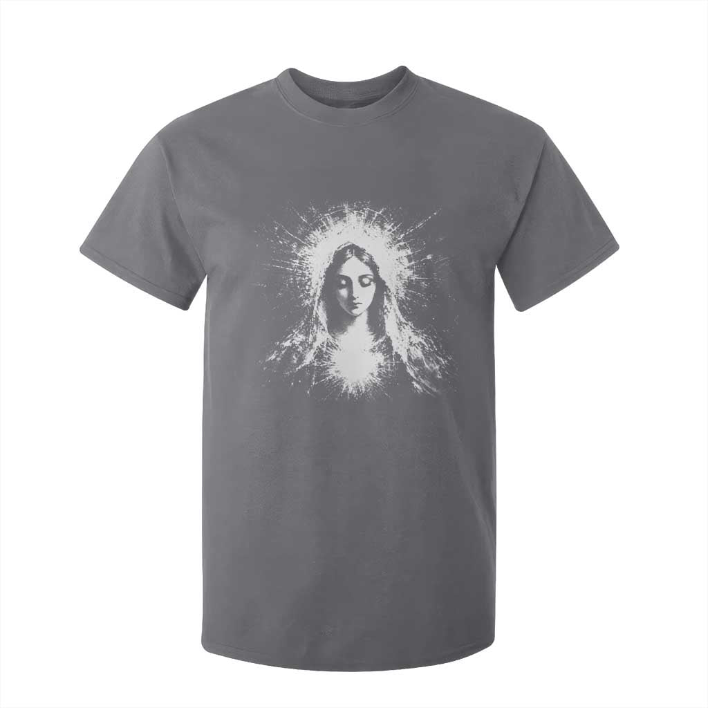 Catholic Virgin Mary T Shirt For Kid Vintage Marian Face Christian Our Lady TS10 Charcoal Print Your Wear
