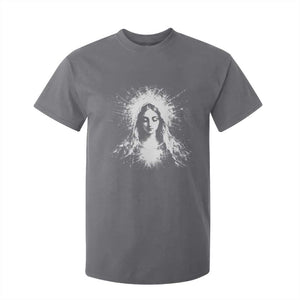 Catholic Virgin Mary T Shirt For Kid Vintage Marian Face Christian Our Lady TS10 Charcoal Print Your Wear