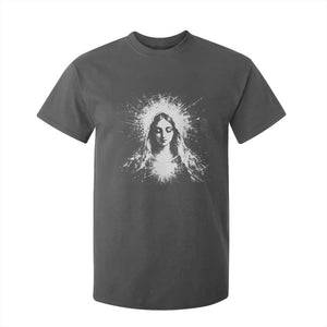 Catholic Virgin Mary T Shirt For Kid Vintage Marian Face Christian Our Lady TS10 Dark Heather Print Your Wear