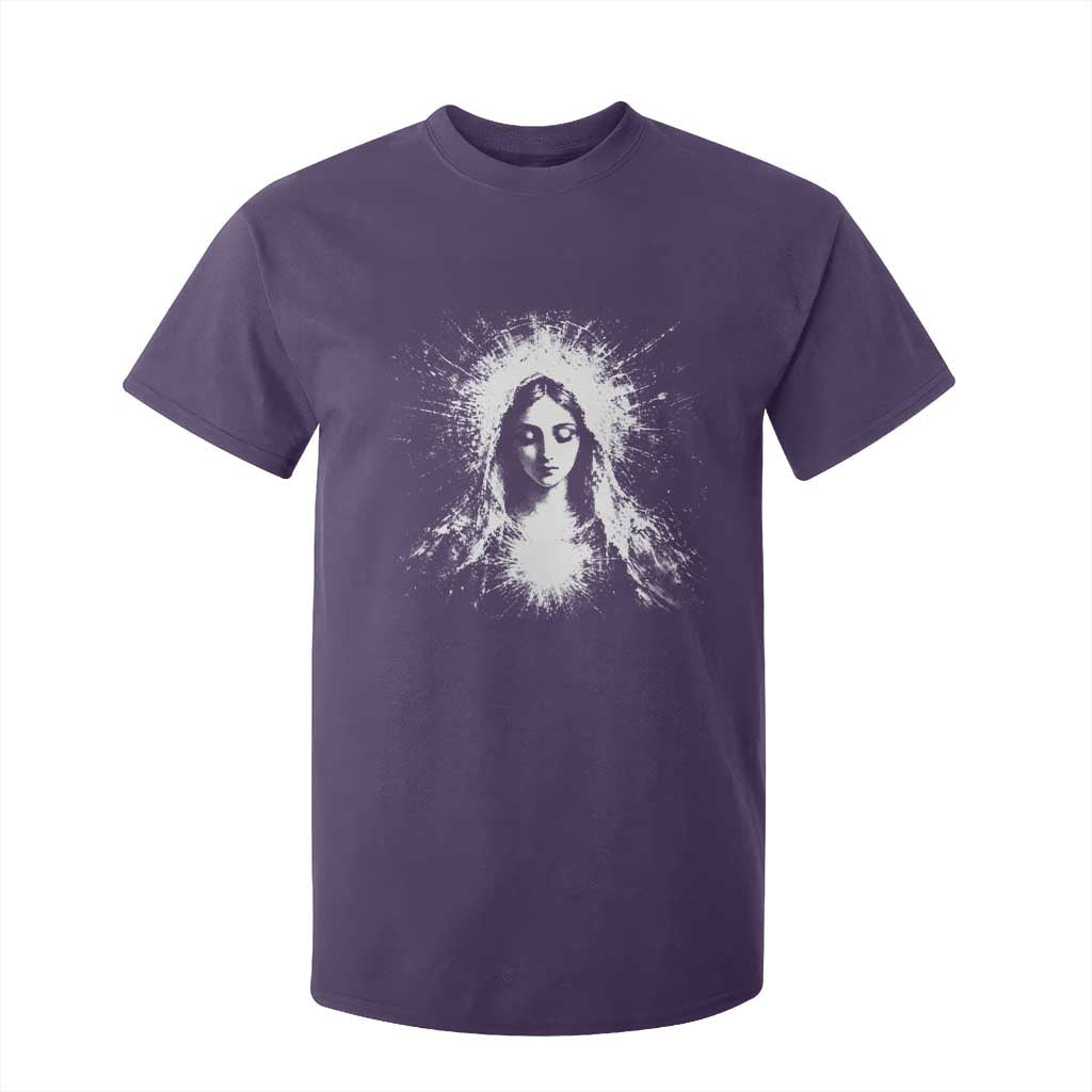 Catholic Virgin Mary T Shirt For Kid Vintage Marian Face Christian Our Lady TS10 Purple Print Your Wear
