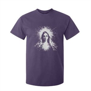 Catholic Virgin Mary T Shirt For Kid Vintage Marian Face Christian Our Lady TS10 Purple Print Your Wear