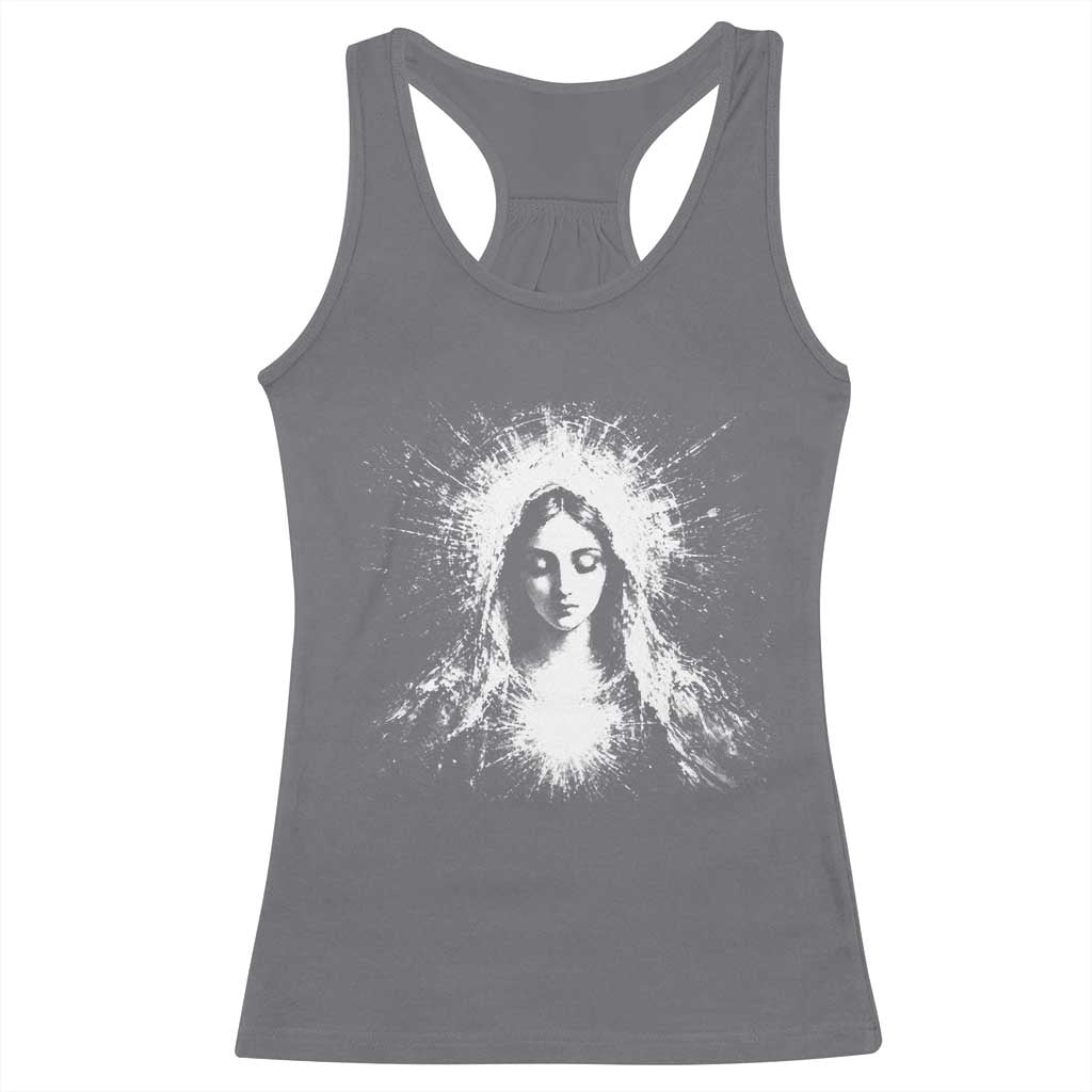 Catholic Virgin Mary Racerback Tank Top Vintage Marian Face Christian Our Lady TS10 Charcoal Print Your Wear