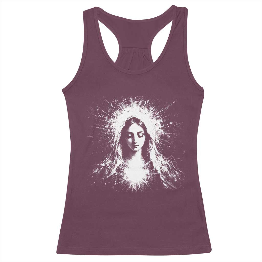 Catholic Virgin Mary Racerback Tank Top Vintage Marian Face Christian Our Lady TS10 Maroon Print Your Wear