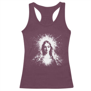 Catholic Virgin Mary Racerback Tank Top Vintage Marian Face Christian Our Lady TS10 Maroon Print Your Wear