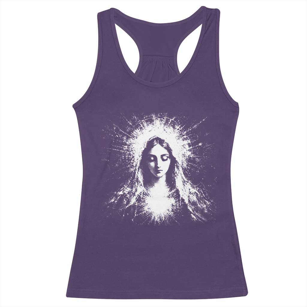 Catholic Virgin Mary Racerback Tank Top Vintage Marian Face Christian Our Lady TS10 Purple Print Your Wear