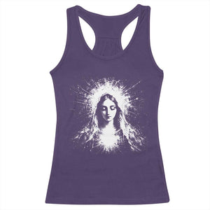 Catholic Virgin Mary Racerback Tank Top Vintage Marian Face Christian Our Lady TS10 Purple Print Your Wear