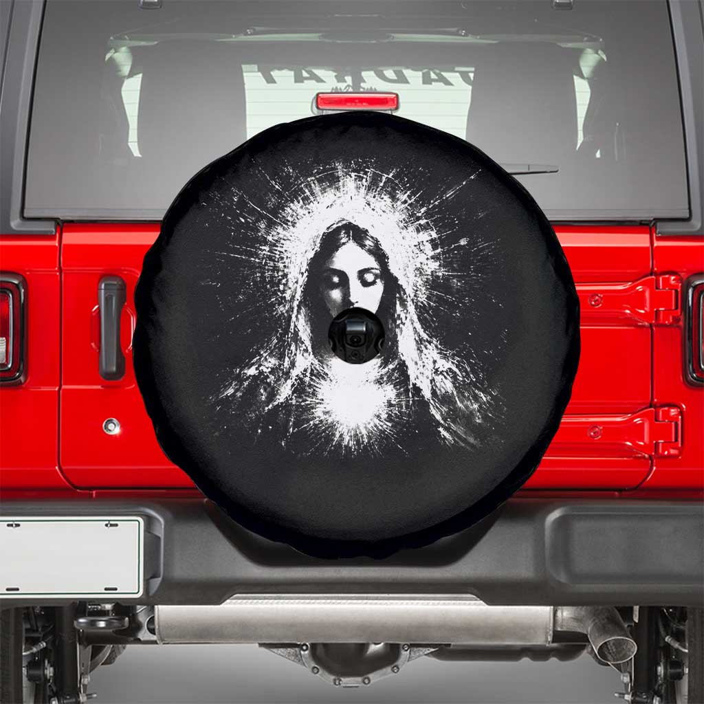 Catholic Virgin Mary Spare Tire Cover Vintage Marian Face Christian Our Lady TS10 Black Print Your Wear