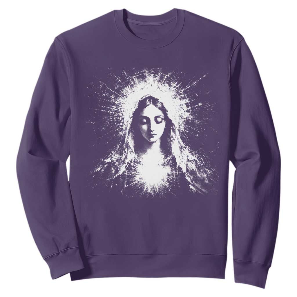Catholic Virgin Mary Sweatshirt Vintage Marian Face Christian Our Lady TS10 Purple Print Your Wear