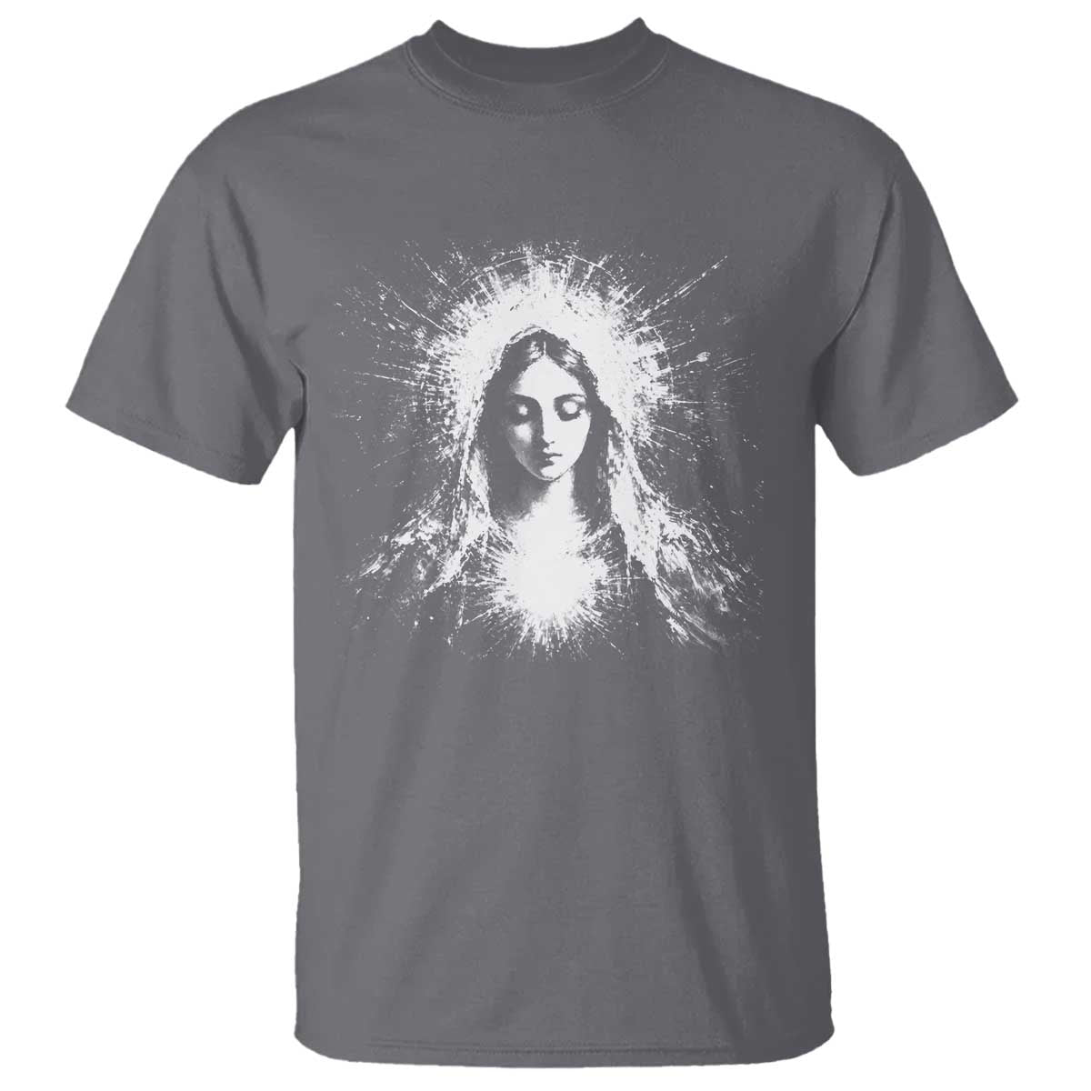 Catholic Virgin Mary T Shirt Vintage Marian Face Christian Our Lady TS10 Charcoal Print Your Wear